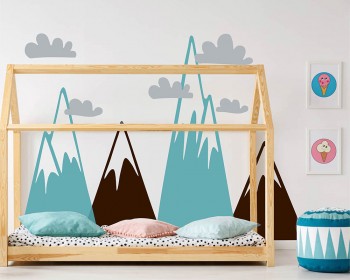 Woodland Mountains with Clouds Modern Wall Art for Nursery